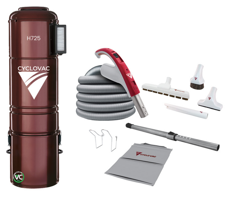 Cyclovac Central Vacuum H725 with 35' Luxe 24volt Cleaning Set