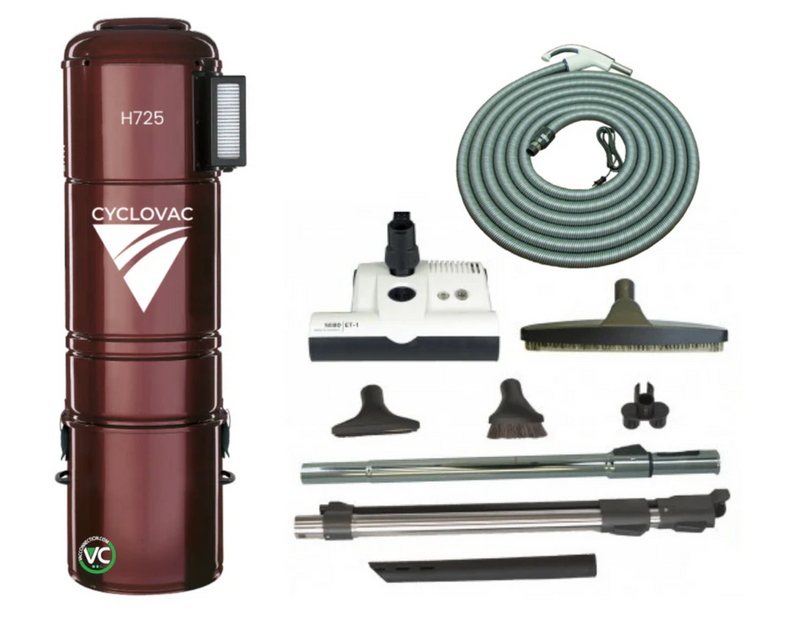 Cyclovac Central Vacuum H725 with SEBO 35' Cleaning Set