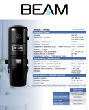 Beam Central Vacuum Canister Model 345A Black Edition