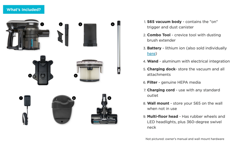 Simplicity S65 Standard Multi-Use Cordless Stick Vacuum Cleaner