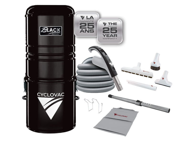 CycloVac Central Vacuum GS125 Black Edition & Super Luxe Attachment Set