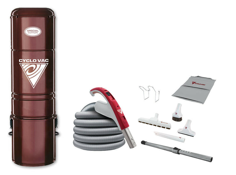 Cyclo Vac Central Vacuum H225 with Super Luxe 12'' Brush Cleaning Set 35'.